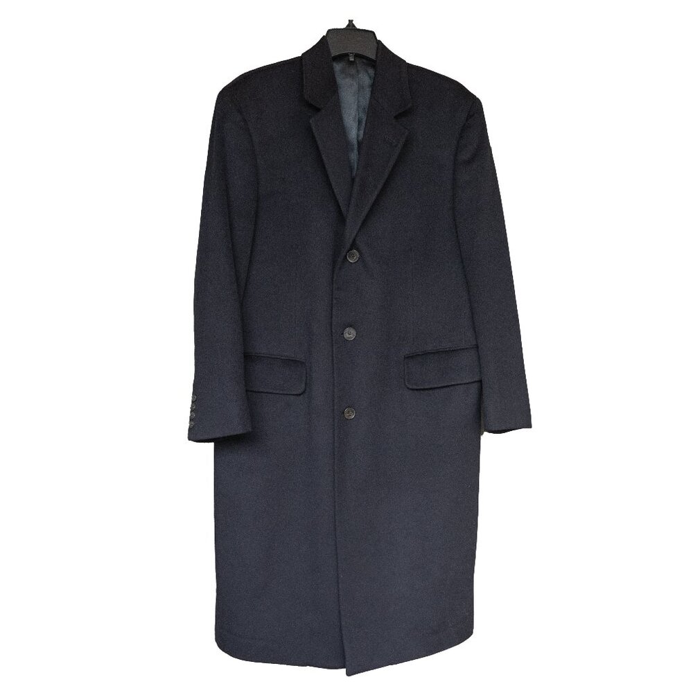 Jacob Siegel Cashmere Top Coat Colombo Wool Navy Blue Minimal Classic Over coat